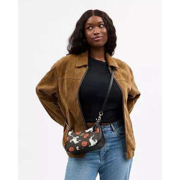 NWT Coach Teri Shoulder Bag In Signature Canvas Pumpkin Halloween 🎃Print CCE71 - Picture 14 of 16